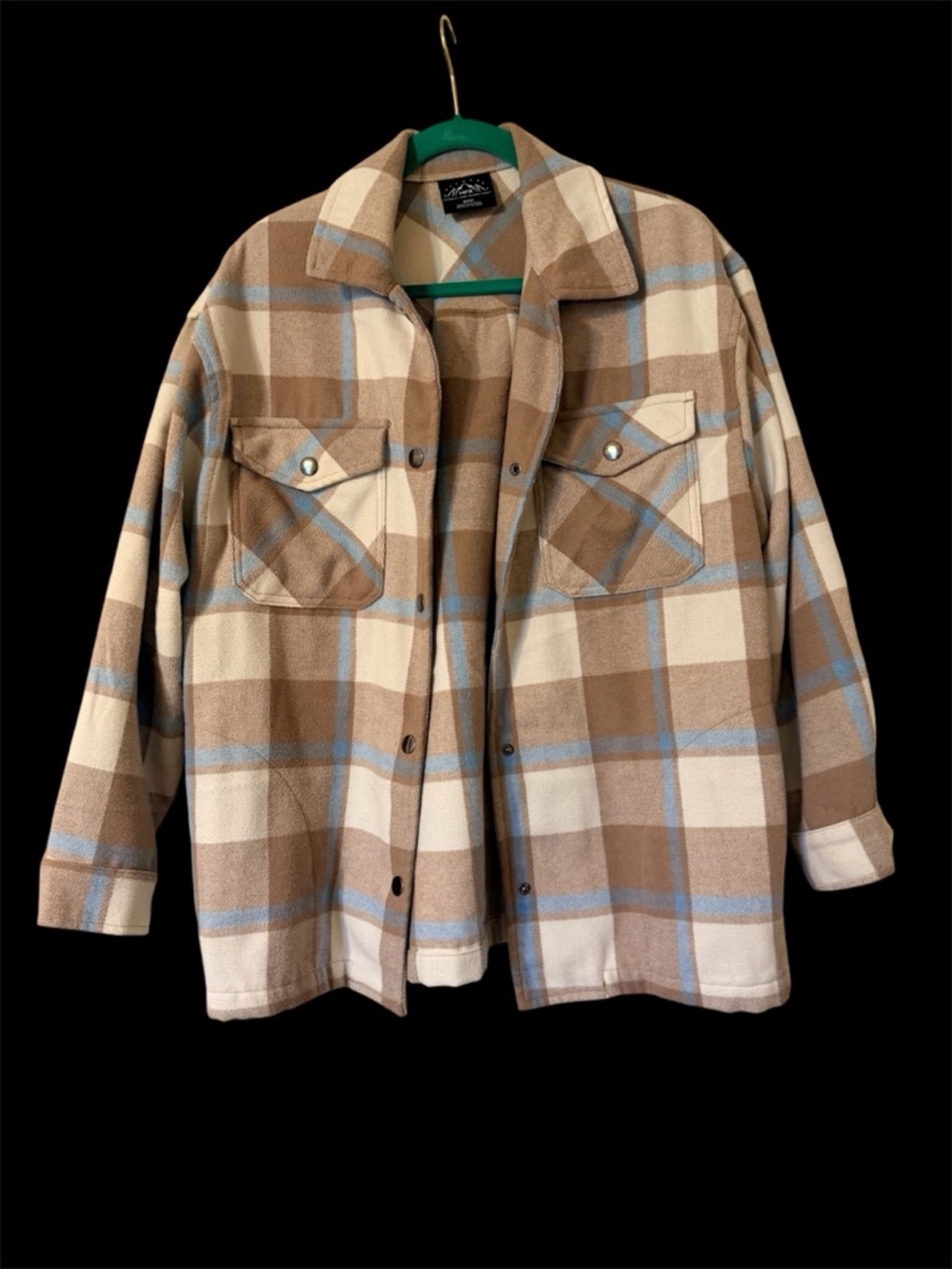 & Other Stories Beige, Cream & Light Blue Plaid Utility Jacket